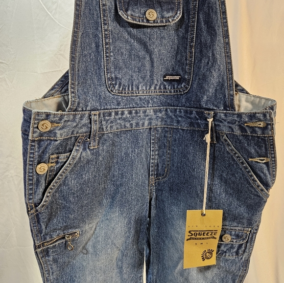 Women’s Stephen Hardy Squeeze Blue Denim Overalls Medium Stone Sandblast 7/8 NWT - Picture 1 of 8